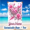 Пляжное полотенце с цветочным садом, персонализированное, с именем и текстом, мягкое, быстросохнущее, для плавания, путешествий