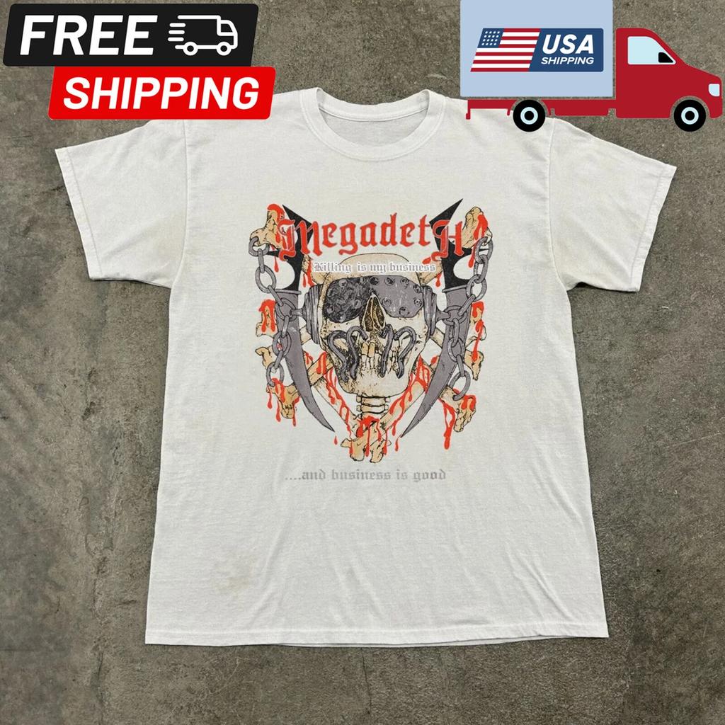Megadeth - Killing is my Business Sketch Unisex White T-shirt, Size S-
