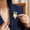 Sparkling Rhinestone Owl Brooches Luxury Lapel Pins Elegant Animal Brooches  Office