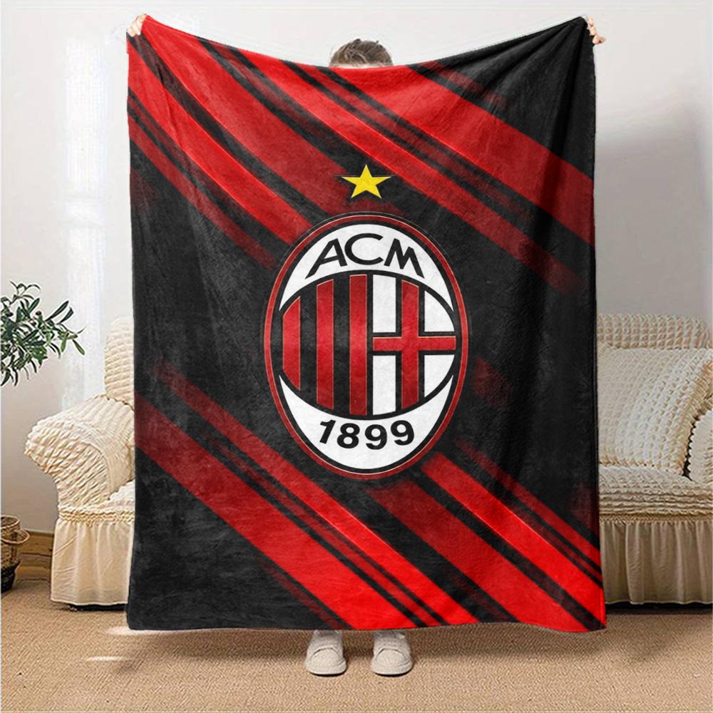 AC Milan Print Flannel Blanket High Quality Warm Comfortable Cover for All Seasons Perfect for Gifts Home Decor
