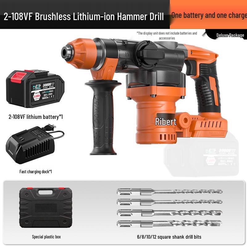 Burkert Cordless Rotary Hammer Drill, Lithium-ion, Heavy-Duty Electric Demolition Hammer for Concrete, Dual-Use with Square Shank.