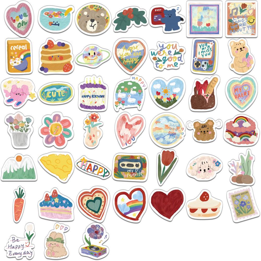 90-Sheet Korean Style Water Brush Sticker Set for Journals, DIY Phone Cases, and Notebooks.
