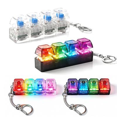 Клавиатура на 4 кнопки для кончиков пальцев Прозрачный RGB колпачок клавиши Щелчковая механическая светодиодная колпачок клавиши Брелок Тактильная игрушка-непоседа Снятие стресса Подарок
