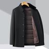 Winter Thickened Removable Down Lining Mid-length Double-sided Wool Men's Middle-aged Stand-up Collar Fur Collar Coat Woolen Coat