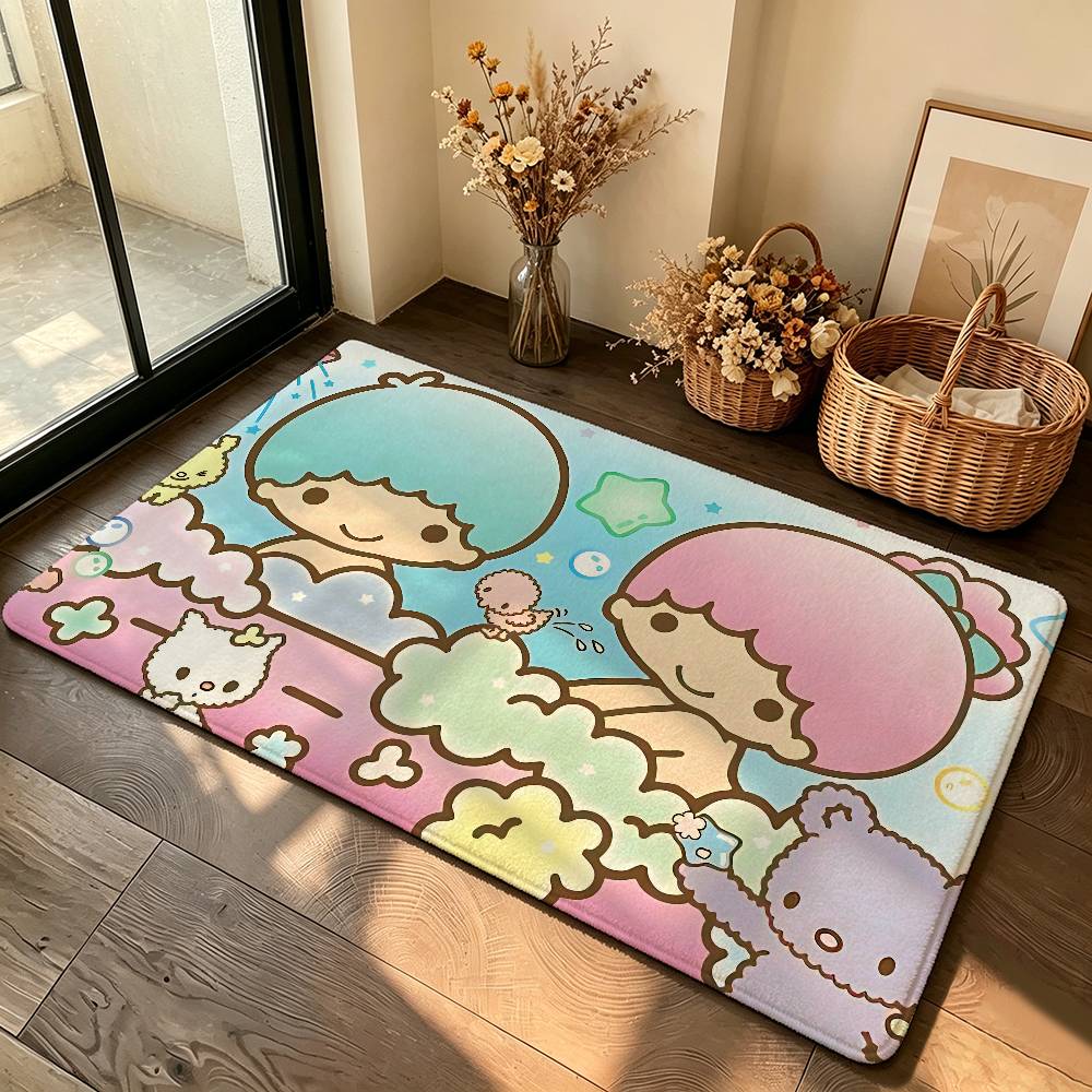 The Kawai L-Little Twin S-Star Cute Carpet Bathroom Anti-slip Mat Door Mat Home Decoration Mat Entrance Mat Scratch-resistant