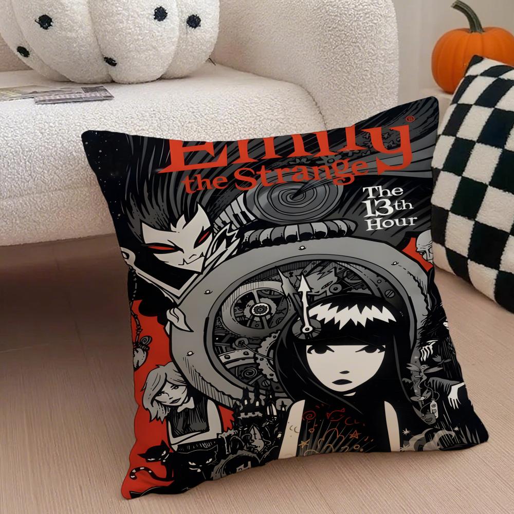 Mysterious Cool Comic EEmily The Strange Cushion Cover Throw Pillow Cover Hidden Button Durable Polyester Chair Cushion