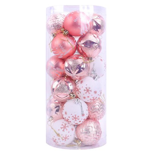 24 шт. Рождественские шары, небьющиеся шары, блестящие завитки, пластиковые шары, подвесные украшения для рождественской елки для праздничного декора