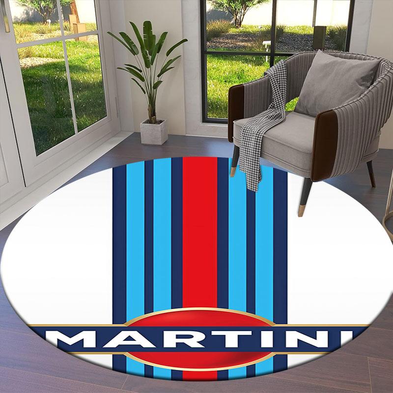 Круглый ковер Martini Racing, Ковер для гостиной, спальни, дивана, игровой комнаты, Нескользящий коврик для пола