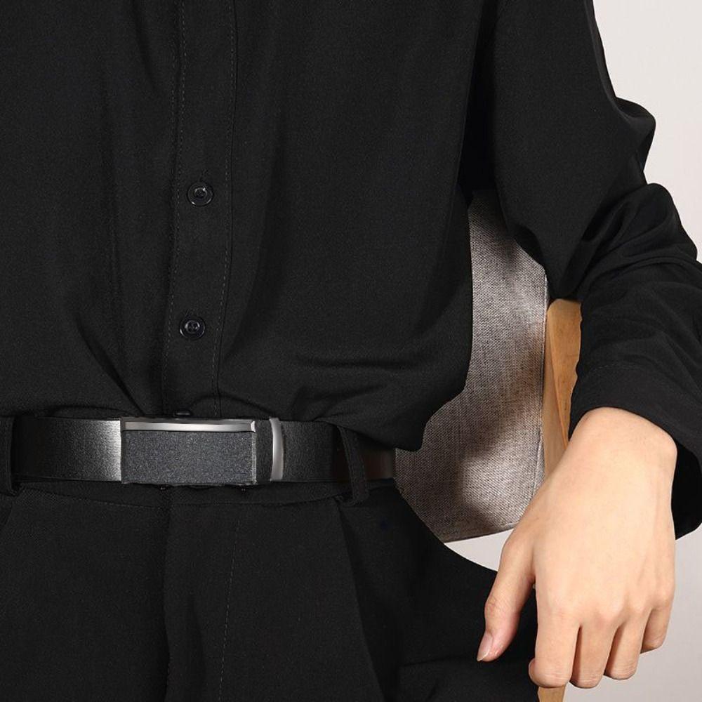 Retro Genuine Leather Belts 110/120/130cm Metal Buckle Belt Business Belt Men Suit