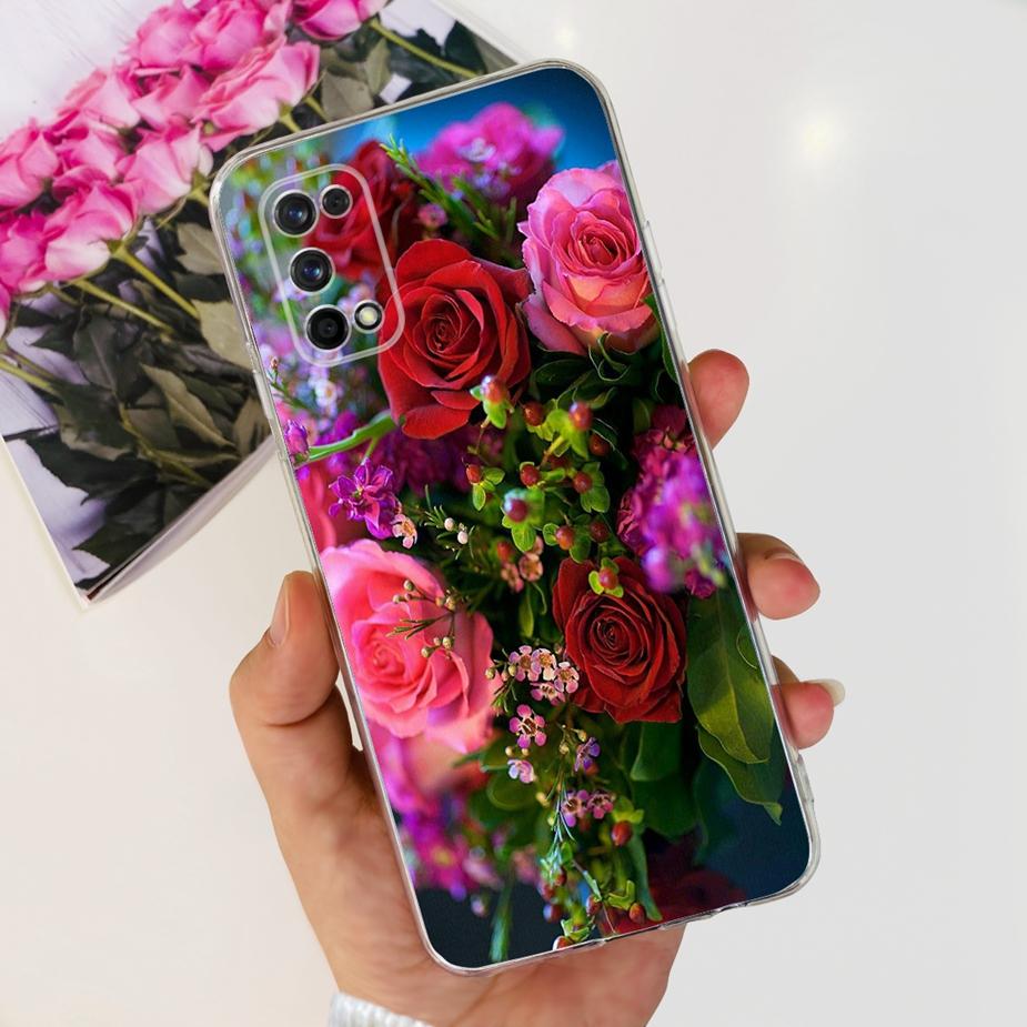 For Realme 7 Pro Case RMX2170 Cute Cat Flowers Painted Cover Clear Silicone Soft TPU Phone Case For Realme 7 Pro Realme7 5G Bags