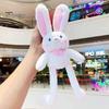 Easter Pull-Up Bunny Toy 11.4" Rabbit Plush Keychain Funny Pull-Out Rabbit Pendant Interactive Colorful Stuffed Animal Toy for Birthdays