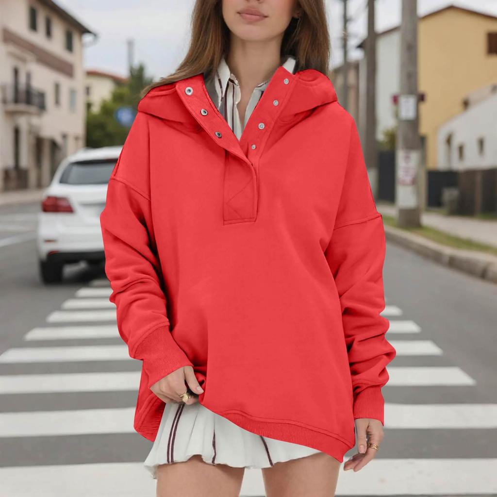 Women's Fashion Casual Solid Color Hoodie Long Sleeve Hoodie