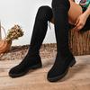 Women's Over The Knee Boots Retro Black Chunky Heel Riding Boots for Women Platform Shoes Outdoor Dress Casual Thigh High Boots