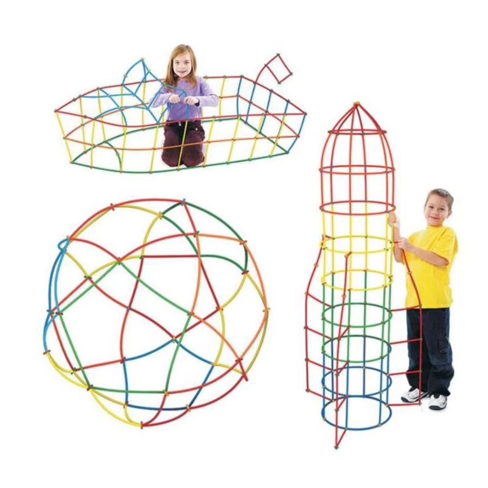 300pcs Engineering Educational Puzzle Colorful Straw Toy House Space Construction