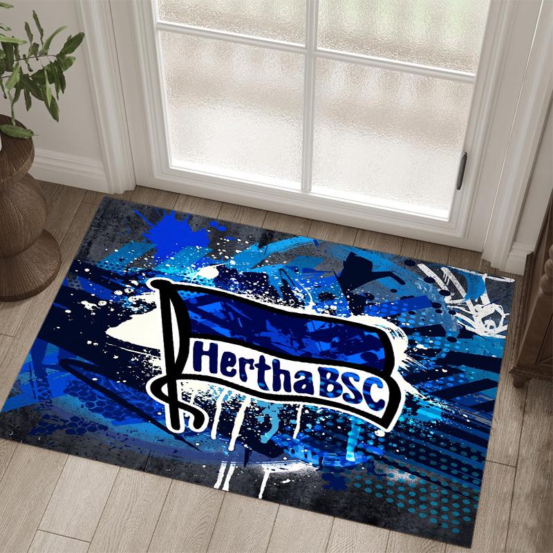 hertha bsc FC Design Crystal Velvet Carpet Cozy Non?Slip Printed Rug For Bedroom Living Room Entrance