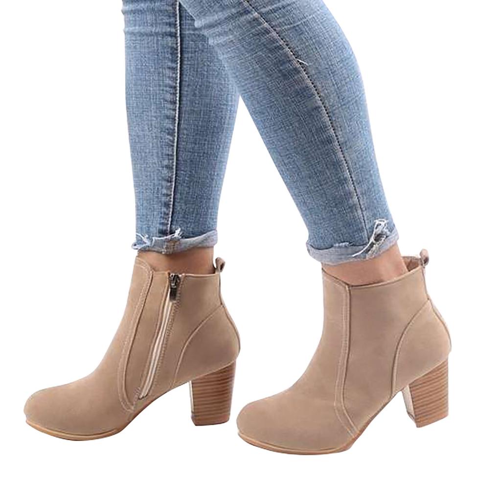 Женские осенне-зимние ботинки, ботильоны на квадратном высоком каблуке, зимняя обувь с узлом Abkle