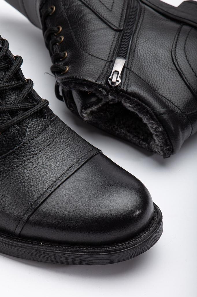 Men's Fashion Genuine Leather Flat Heeled Booties Bootie Furry Zippered Winter Boots Shoes