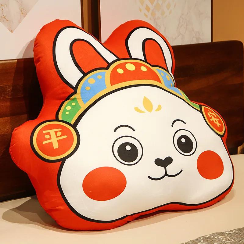 Chinese New Year Rabbit Cushion Chinese Rabbit Year Zodiac Pillow With Fillings Red Fortune Pillows Sofa Home Decor