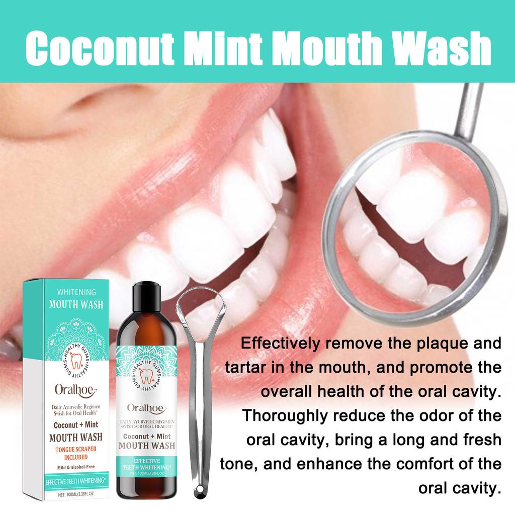 Teeth Whitening Mouthwash for Bad Breath and Tongue Cleaner, Fresh Breath Dental Care