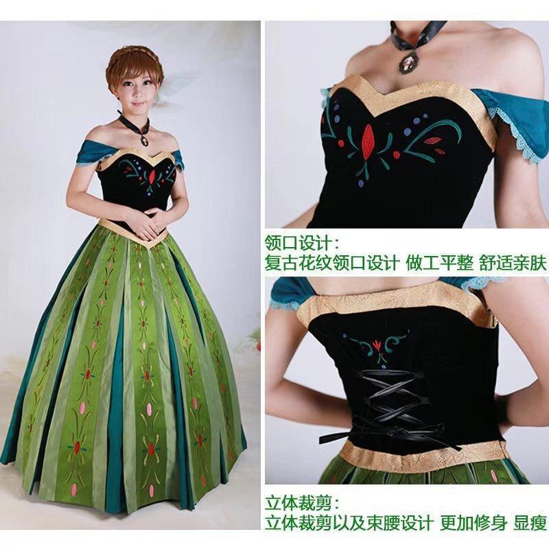Frozen Princess Anna Dress, Princess Anna Embroidered Dress Dress Anime
