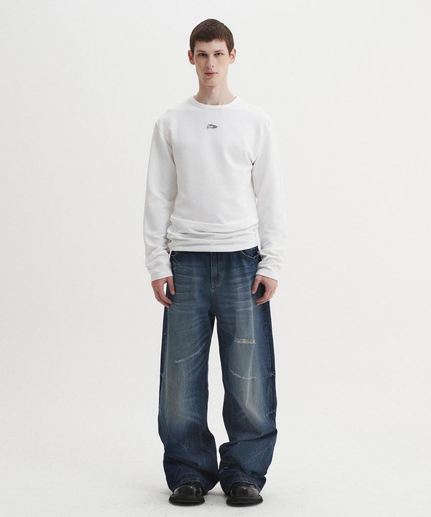 DNSR Metal Logo Knitted Long Sleeve White