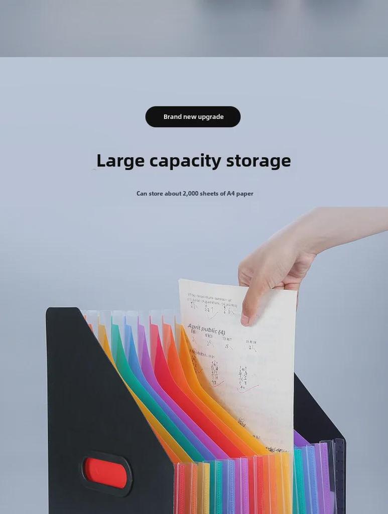 Вертикальная сумка-гармошка с радужными внутренними страницами - Портативная офисная папка большой вместимости