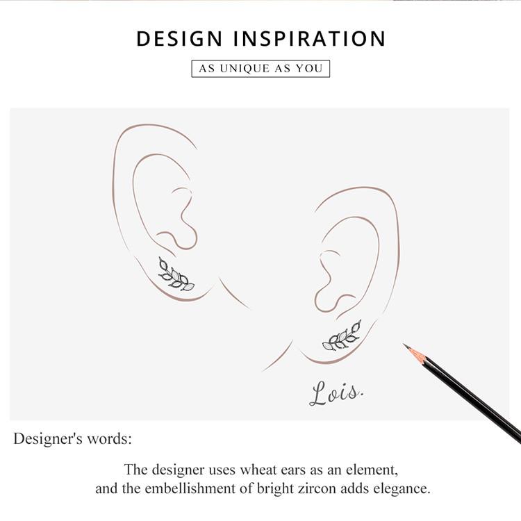 BAMOER геометрические серьги-гвоздики с блестящими ушами пшеницы для женщин, серьги из стерлингового серебра 925 пробы, ювелирные изделия