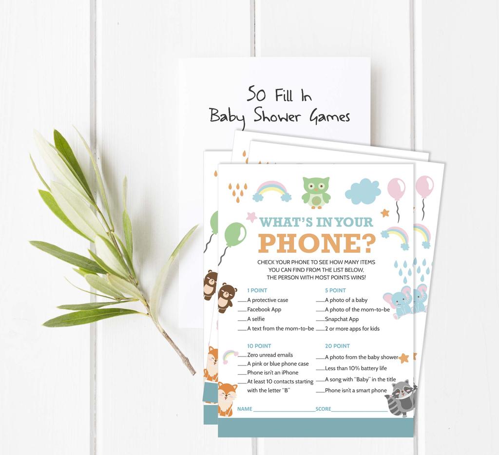 Inkdotpot Jungle Animals Baby Shower Game Set Of 50 BabyA AlphabetA ABCA Game Ita s A Boy Ita s A Girl Party