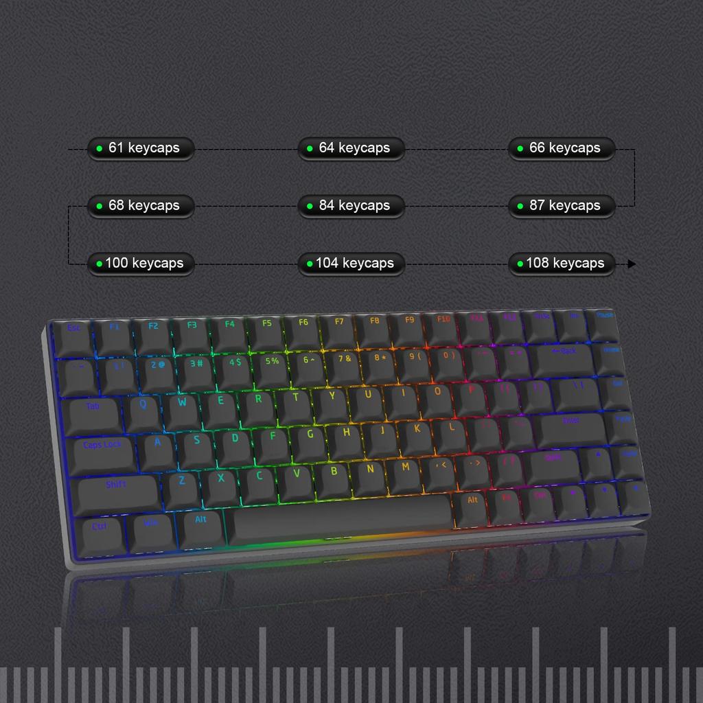 Клавишный колпачок XVX 118 PBT, индивидуальный низкопрофильный колпачок, совместимый с клавиатурами универсального типа 100%, 75%, 65%, 60% (черный)