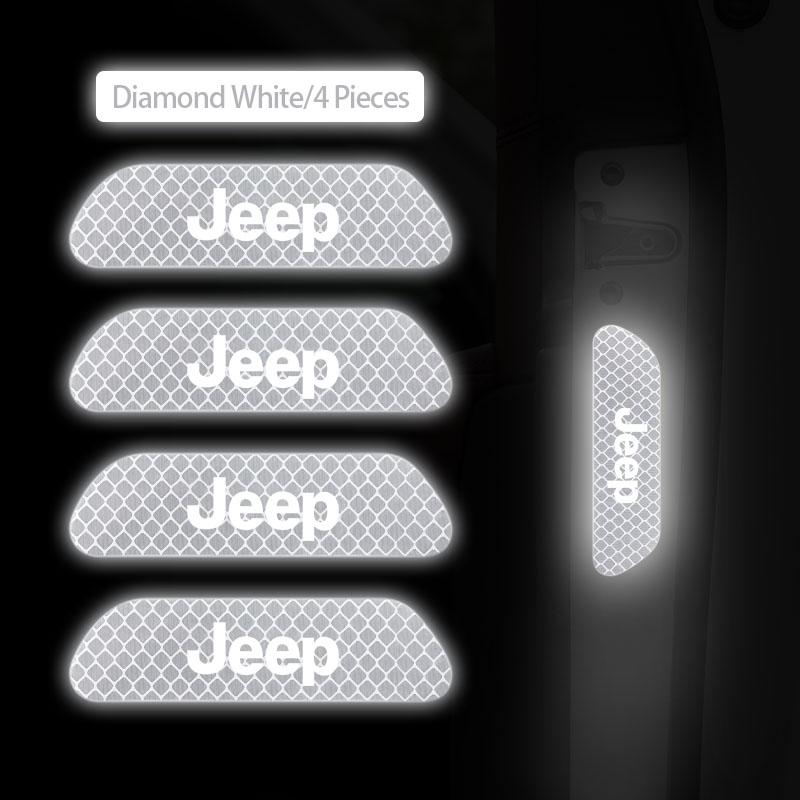hlpg5 Car Door Opening Warning Sticker Prevent Collision Warning Reflective Sticker For Jeep Grand Cherokee Wrangler JK Gladiator Comp