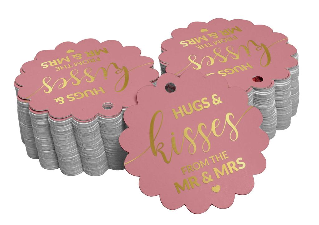 Inkdotpot Настоящая золотая фольга Объятия и поцелуи Свадебные бирки Бирки-сувениры Подвесные бумажные бирки 100