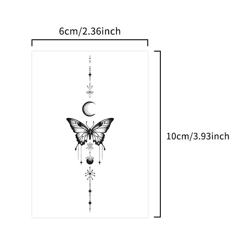 Moon Butterfly Geometric Star Tattoo Sticker - Herbal, Long-Lasting, Waterproof Design for Men & Women