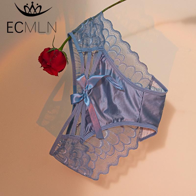 Women Lace Satin Panties Silk Bow Criss Cross Sexy Seamless Panty Ladies Cute Summer Underwear Briefs M-XL