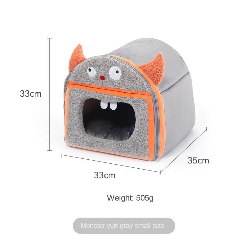 Warm Little Monster Pet Sofa In Winter Funny Mongolian Yurt Cat Nest Comfortable Semi-closed Slipper Nest