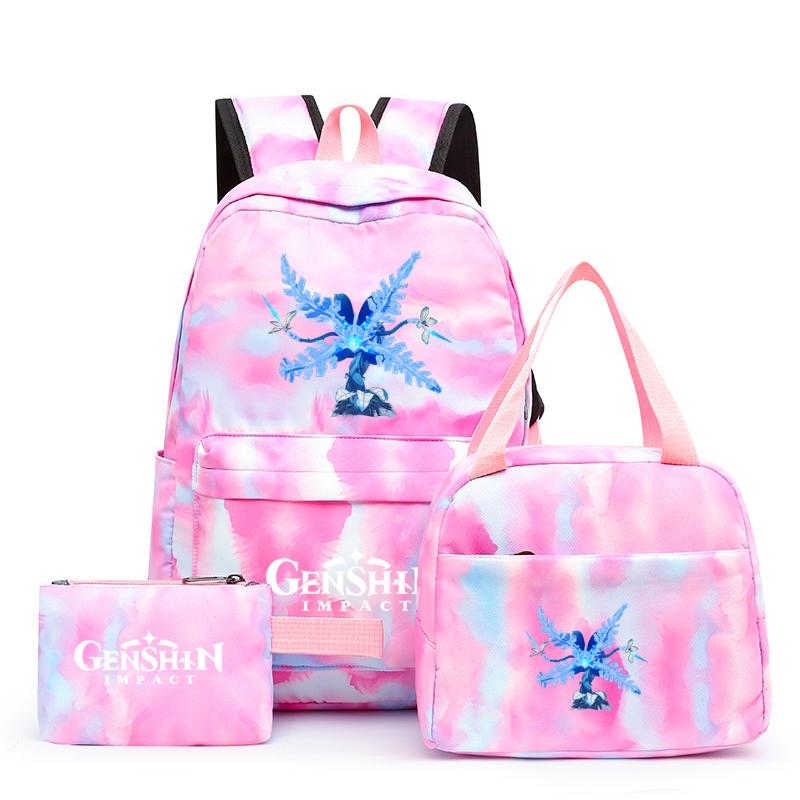 3Pcs/set Anime Girl Backpack Set School Students Kawaii Back To School Backpack Boy Children Lunch Bags Pencil Box