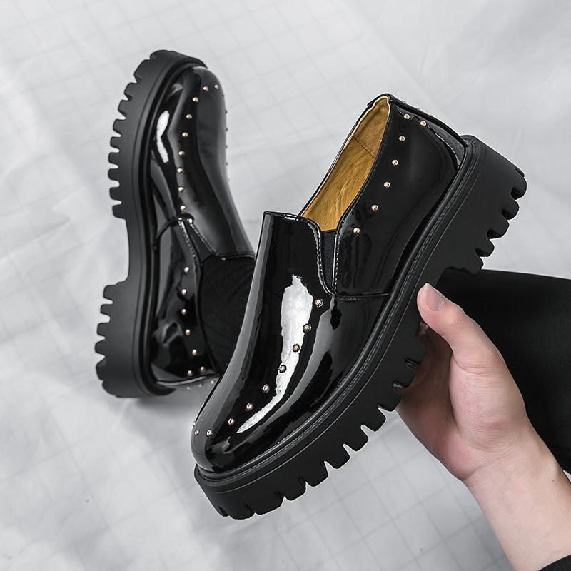 Продвинутый декор из ивы Динг Корейский стиль Ручная работа Удобные мужские повседневные Лоферы на толстой подошве с круглым носком