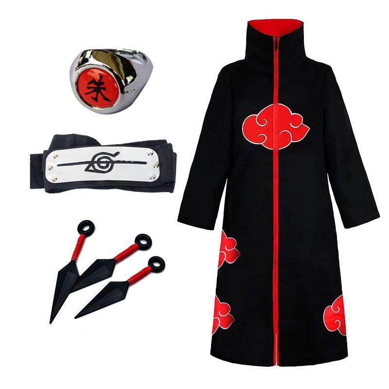 Naruto Akatsuki Red Cloud Cloak - Uchiha Itachi Costume for Halloween.