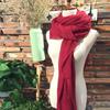 Cotton And Linen Solid Color Burgundy Japanese Scarf, Literary And Artistic Hollow Student Autumn And Winter Shawl, Thick Thermal Scarf