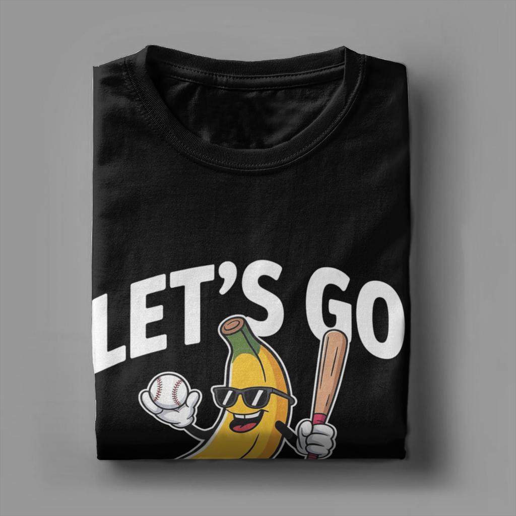 Vintage Banana Funny Baseball TShirt Unisex Crewneck Pure Cotton T Shirts Short Sleeve Tees Printed Tops
