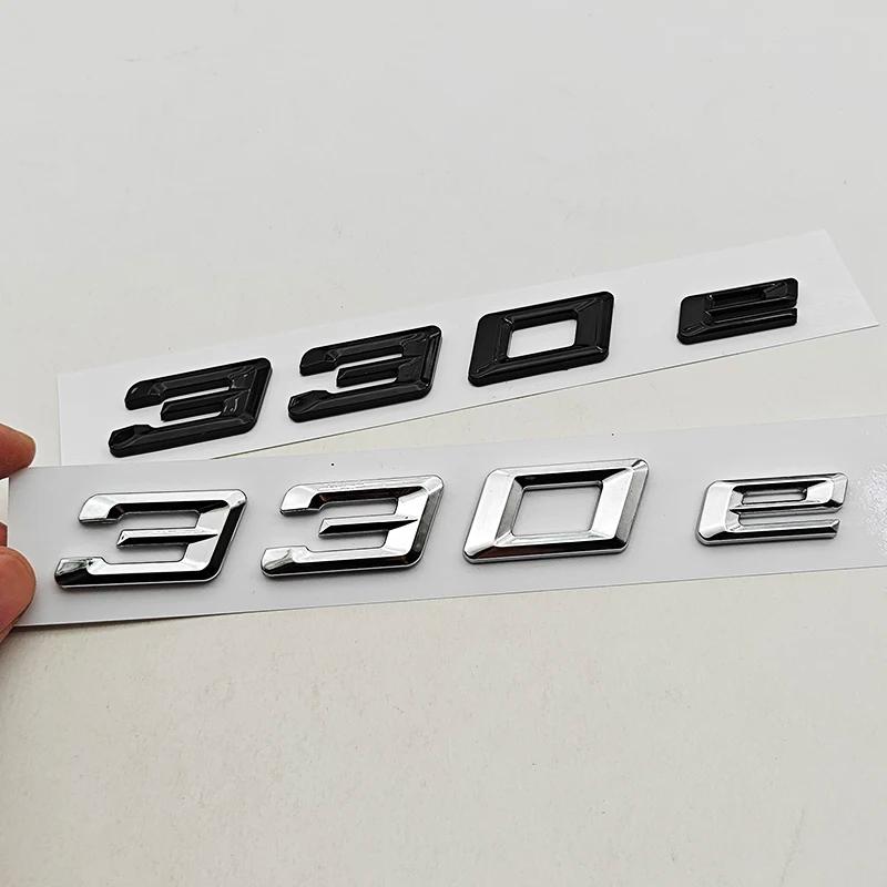 New 3D ABS Chrome Black Car Styling Logo 330e Badge Sticker Rear Trunk Emblem Decals For BMW 330e Auto Tail Accessories af2