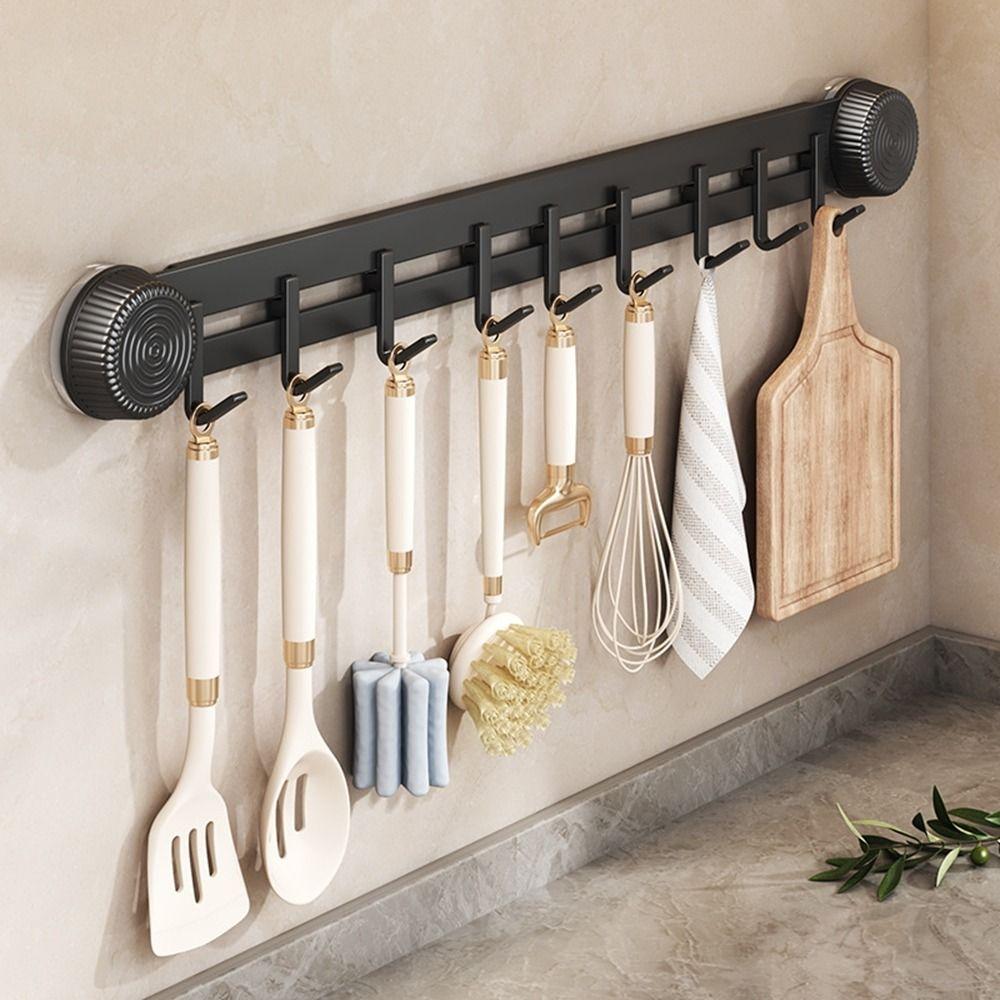 Вакуумная присоска из углеродистой стали для полотенец, 5/7/9 крючков, вешалка для одежды, крючок для хранения всякой всячины, ванная комната