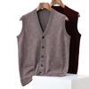 Men's 100% Pure Wool V-Neck Sleeveless Cardigan Vest