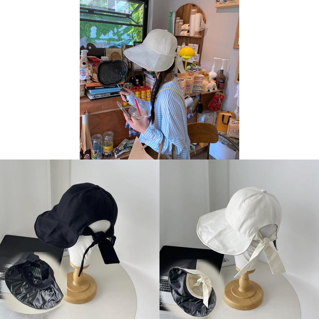 Polyester Sun Hat With Large Brim And Butterfly Bow For Summer Sun Protection