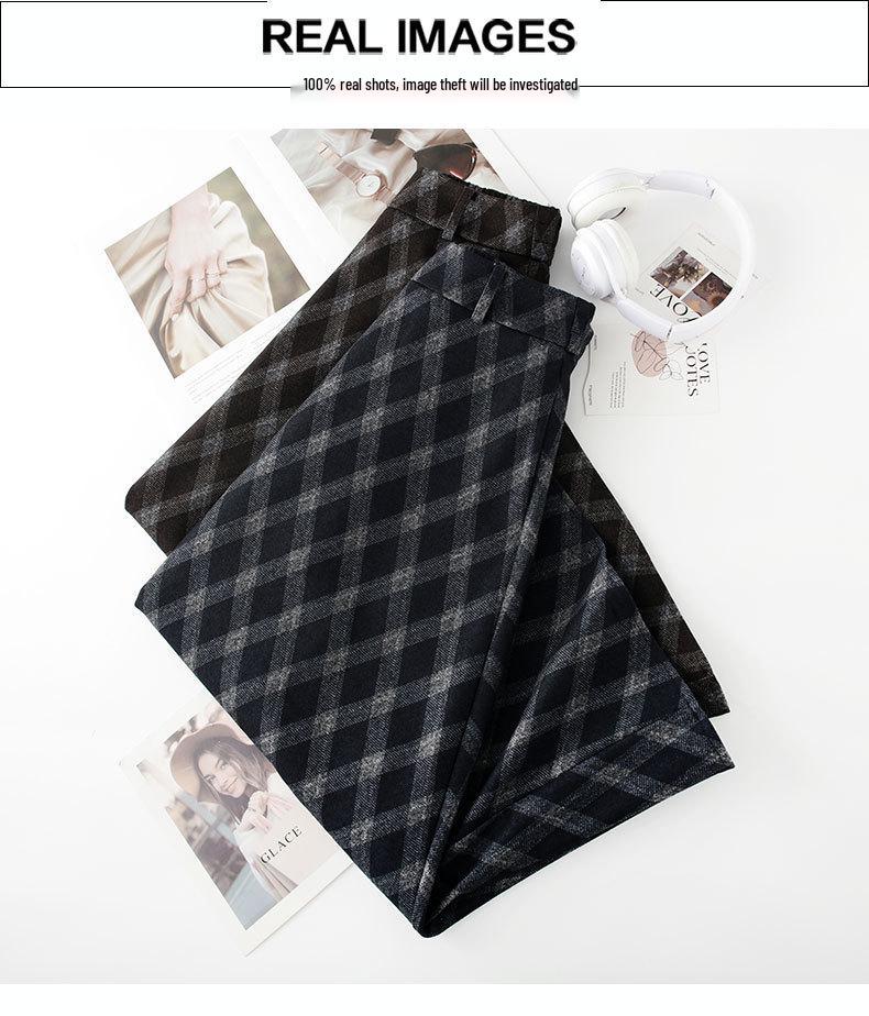 2025 Autumn/Winter Women's High-Waisted Plaid A-Line Skirt