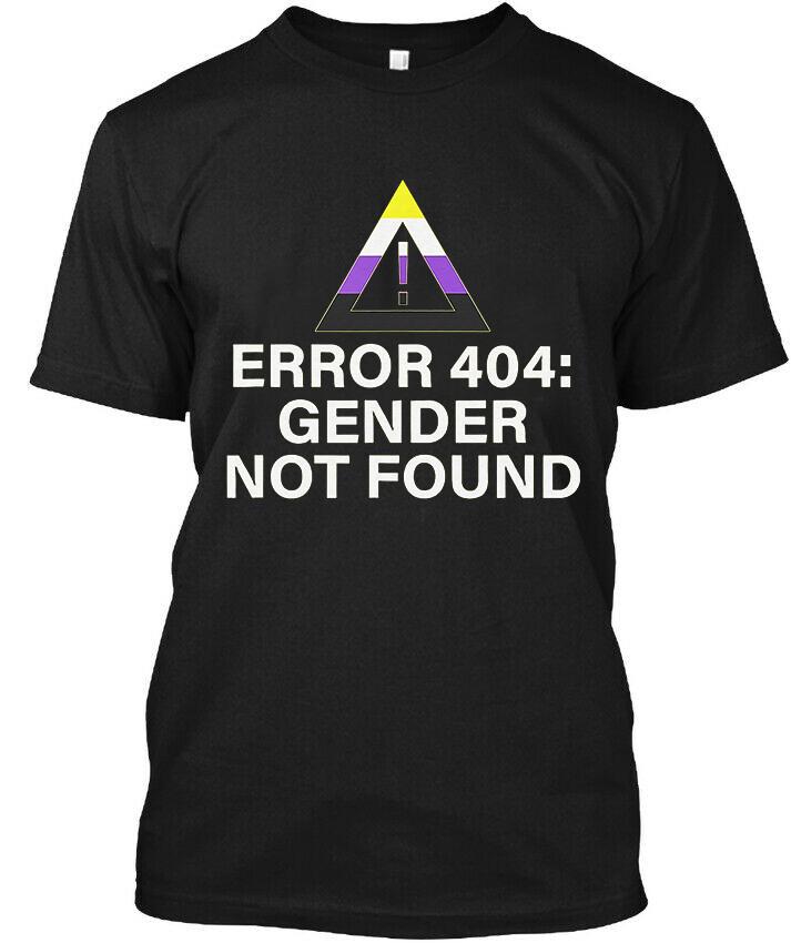НОВЫЙ! Популярная ошибка 404 Пол не найден Агендерная гордость Не Т-shirt Размер S-4XL Унисекс Т-shirt