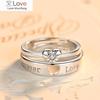 Classic Couple Ring Heart Shaped Zirconium Pair Ring Small Design Wedding Opening Ring for Men and Women