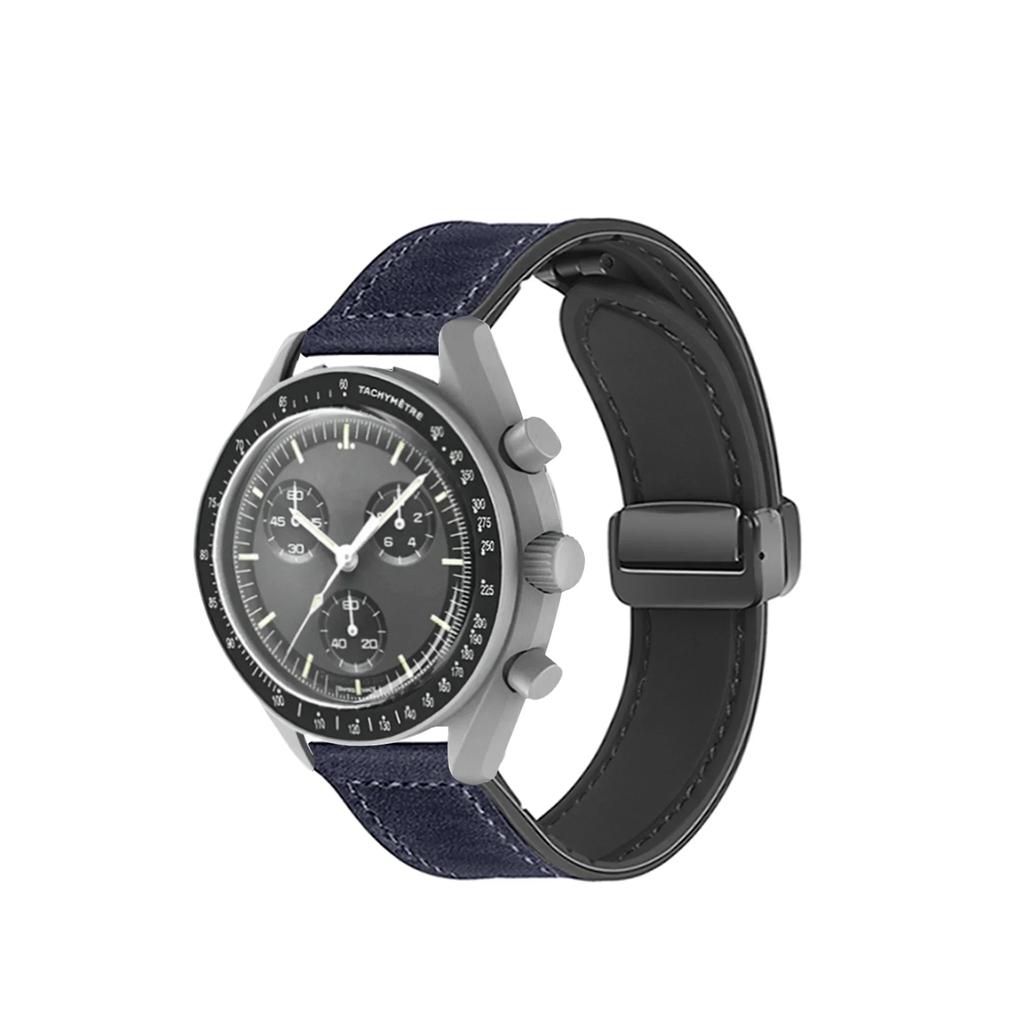 Classic 20mm Silicone Leather Watch Strap for Omega X Swatch Common MoonSwatch Saturn Moon Series Constellations Men Women Quick Release