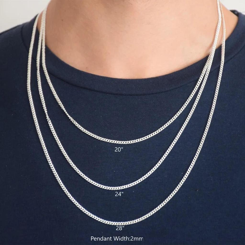 Цепочка ожерелья из стерлингового серебра 925 пробы, серебряное ожерелье с кубинской цепочкой, мужские ожерелья с подвесками для женщин, серебряная цепочка, подарок для нее