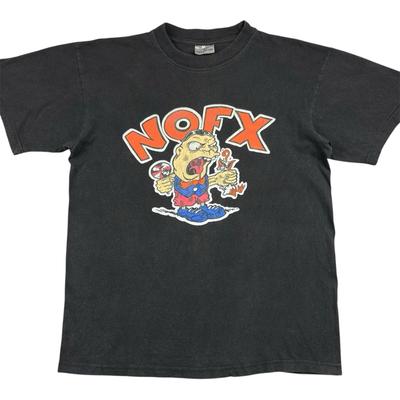 Винтажная футболка NOFX Spoiled Kid 100% Хлопок Мужские Футболки Топ Размер S Черный Выцветший Панк-Рок Группа Футболка 90-е Y2K