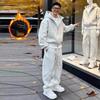 Осенний и Зимний Высококачественный Американский Модный Утепленный Пальто С Капюшоном Свободного Кроя Мужской Большого Размера Повседневный Спортивный Костюм Из Двух Частей Изысканный